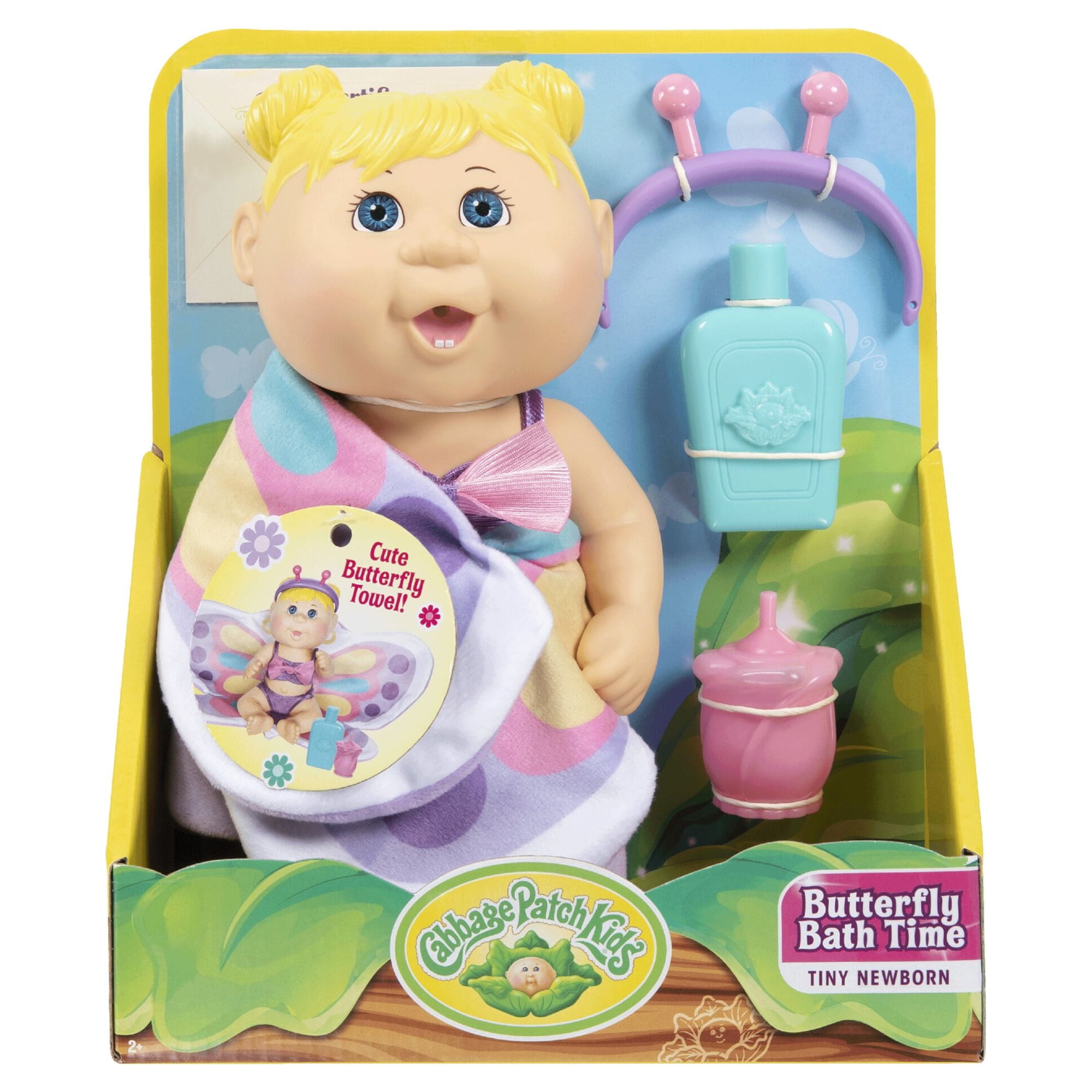 Cabbage Patch Kids Deluxe Tiny Newborn with Blonde Sculpted Hair Butterfly Bath Time Blue Eyes 6
