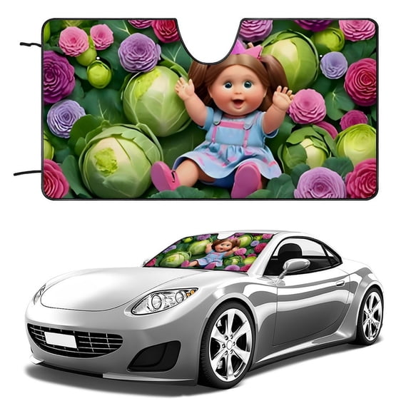 Cabbage Patch Kids-theme Windshield Sun Shade Front Protector Folding Car Sun Visor Blocks Uv Rays Keeps Your Vehicle Cool56in*30in(140*76cm)