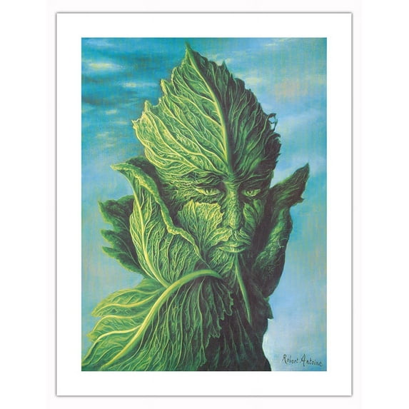 Cabbage Portrait - Paris France - From an Original Color Painting by Robert Antoine c.1983 - Bamboo Fine Art 290gsm Paper (Unframed) 17x22in