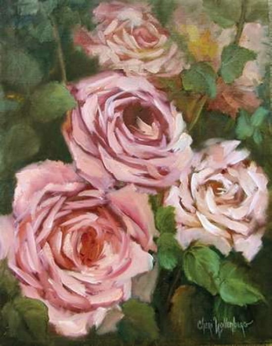 Cabbage Roses Canvas Art - Cheri Wollenberg (18 x 24)