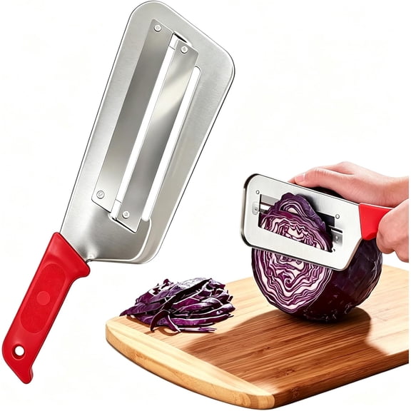 Cabbage Shredder, Stainless Steel Cabbage Cutter, Multifunctional Cabbage Slaw Slicer, Kitchen Vegetable Shredder, Cuchillo Para Cortar Repollo for Fruit Vegetable Prep (red)