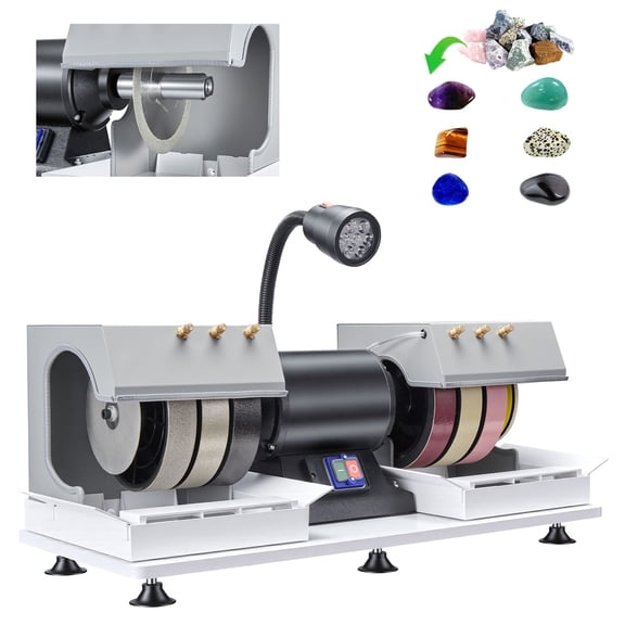 Cabbing Machine, 8" 3/4 HP 1800 RPM Efficient, Lapidary Rock Grinder Polisher Wi