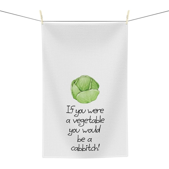 Cabbitch Funny Cabbage Tea Kitchen Dish Towel Vegetable Gift for Her