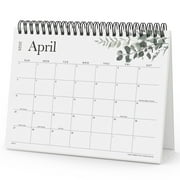 Cabbrix Small Desk Calendar 2025-2026, 8" x 6" Standing Flip Desktop Calendar, Modern Greenery