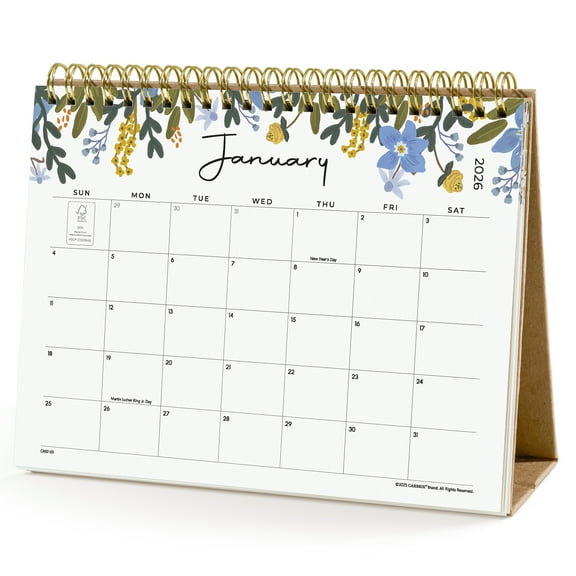 Cabbrix Standing Flip Desktop Calendar Covers 12 Months Runs from January 2026 to December 2026, Flip Desk Calendars with Stickers and Flower Design 8x6"