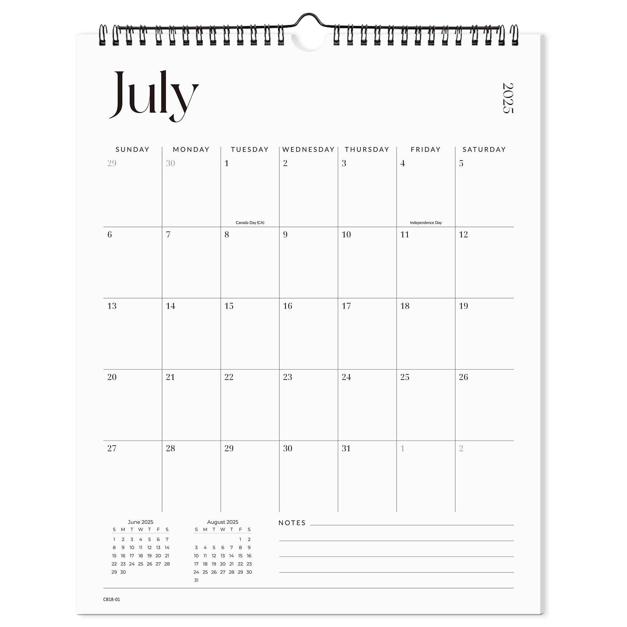 Cabbrix Wall Calendar 2025-2026, 18 Monthly Hanging Wall Calendar 15" x 12", Twin-Wire Binding
