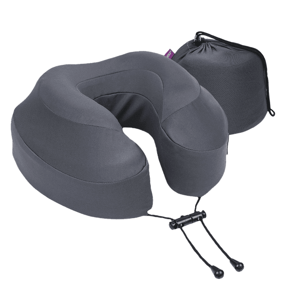 Cabeau Evolution Plus Memory Foam Neck Pillow with Soft, Cooling Cover & Travel Case, Slate Grey