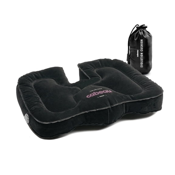 Cabeau Evolution Portable Seat Cushion, Easy Inflatable Core, Ergonomic Design for Tailbone, Back, and Hip Relief, Perfect for Any Sitting Experience, Black, Pack of 1