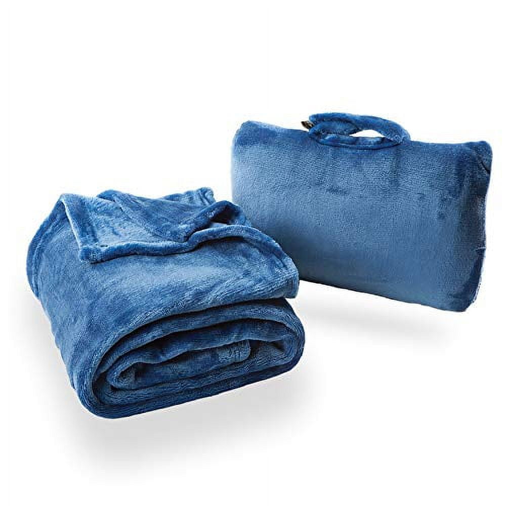 Cabeau Fold n Go Travel and Throw Blanket Plus Compact Case - For Home and  Travel - Doubles as Lumbar Pillow and Neck Support Pillow - French  Microfiber Comfort - Blue 