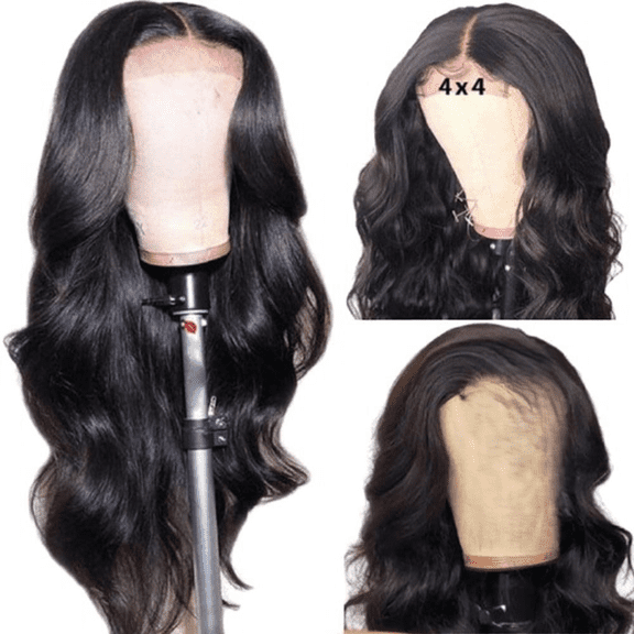Cabello Swiss Lace Closure 4x4 Wig for Women 20 Inch Natural Black | Natural Wavy 100% Remy Virgin Human Hair with Adjustable Elastic Band