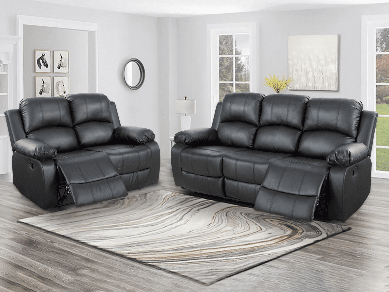 Wall hugging 2024 leather reclining sofa