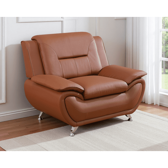 Caberryne Leather Couch Set,Modern Sofa for Living Room Furniture Sets,46" Modern Chair for Living Room/Office/Bedroom/Apartment(Khaki)