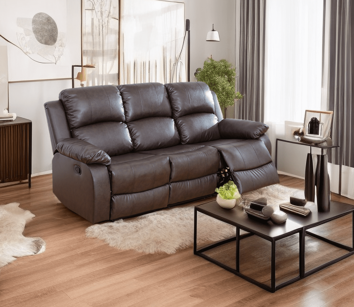 Caberryne Leather Recliner 3 Seats Sofa for Living Barbados Ubuy