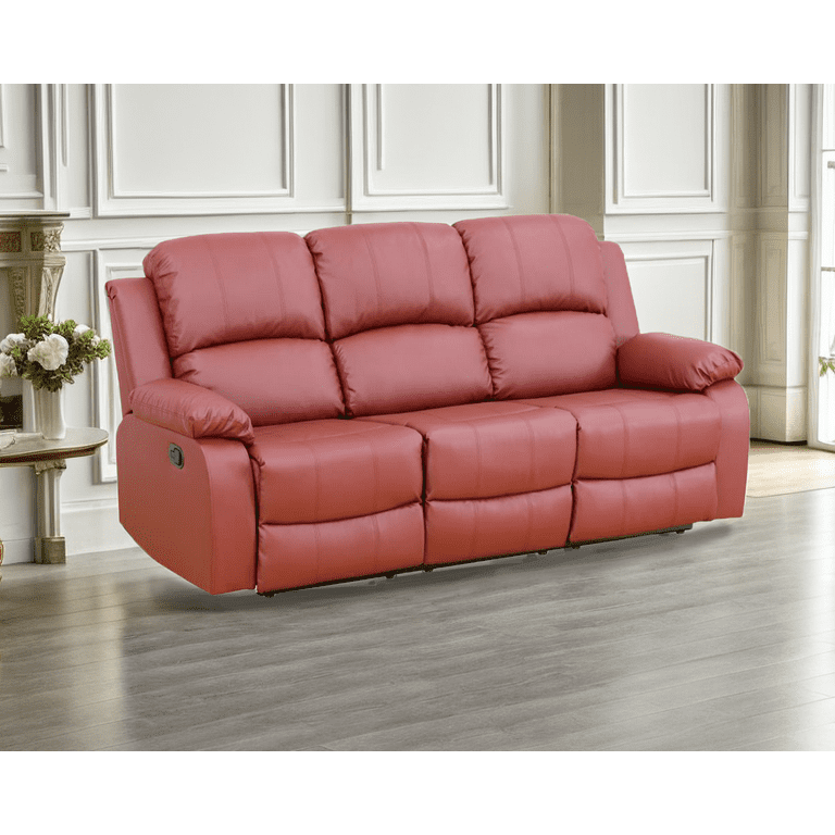 Caberryne Leather Recliner 3 Seats Sofa for Living Room Furniture Set Wall Hugger Reclining Sofa Walmart