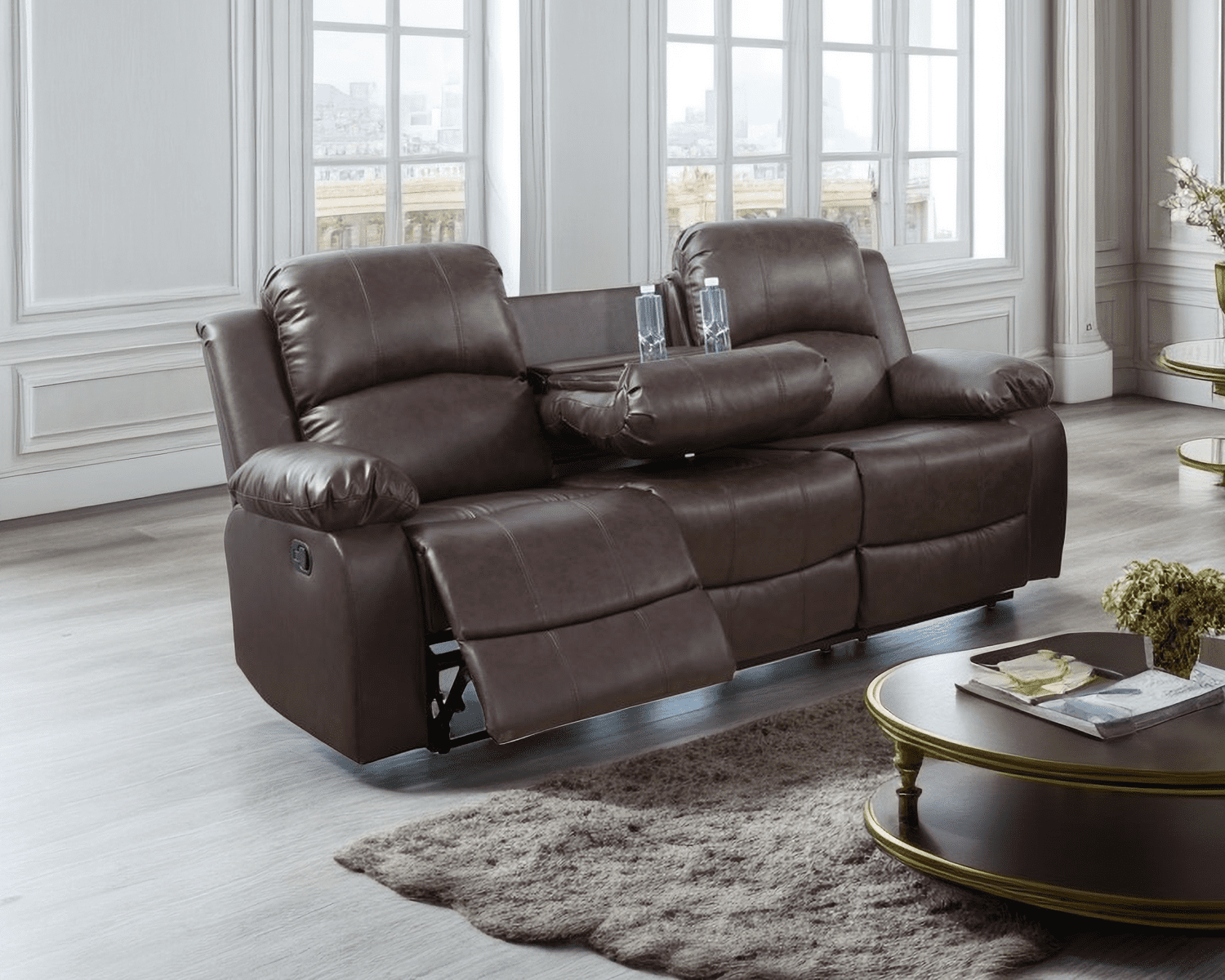 Caberryne Leather Recliner 3 Seats Sofa for Living Room Furniture Set