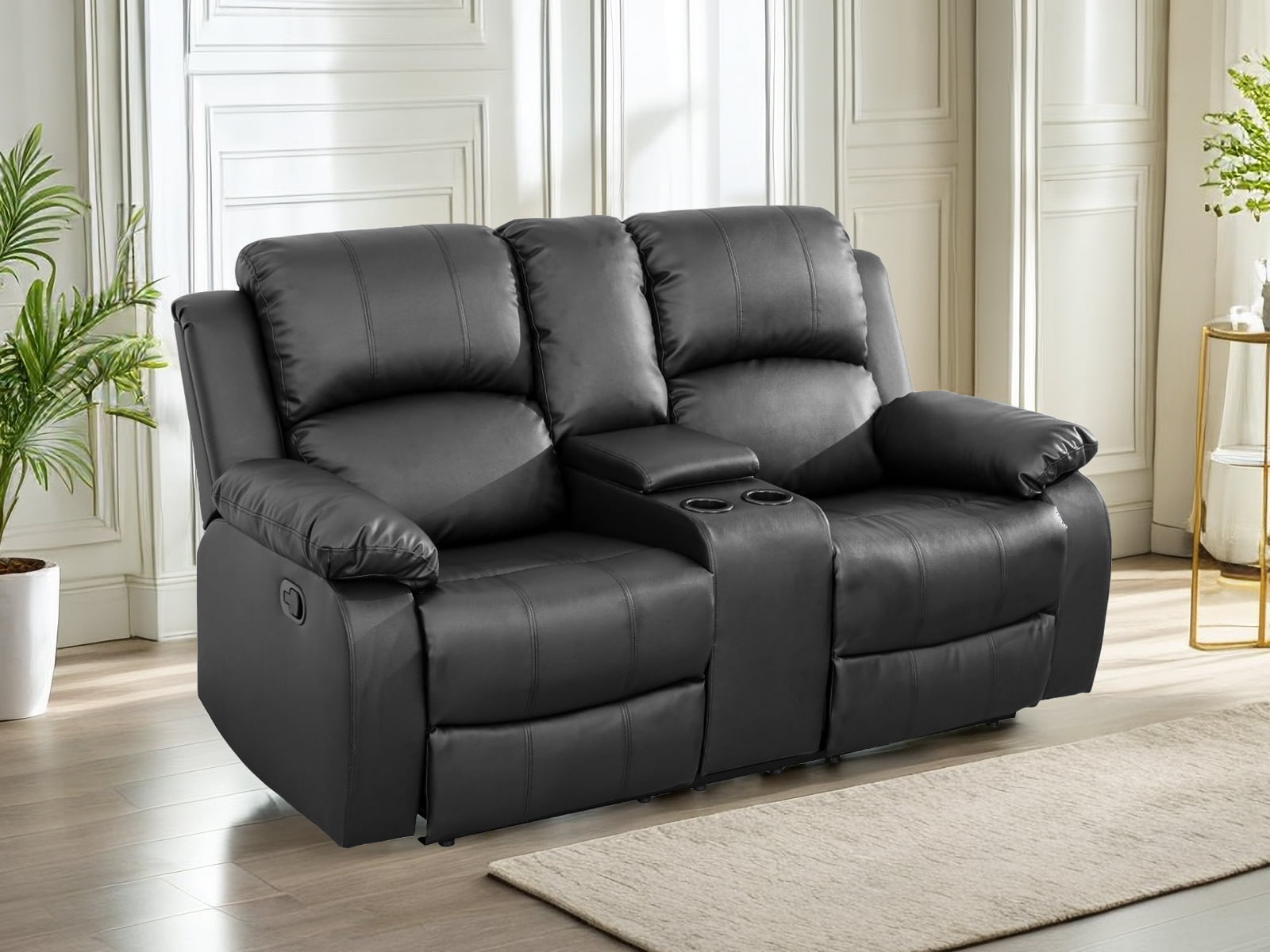 Caberryne Leather Recliner Loveseat for Living Room Furniture Set,Wall