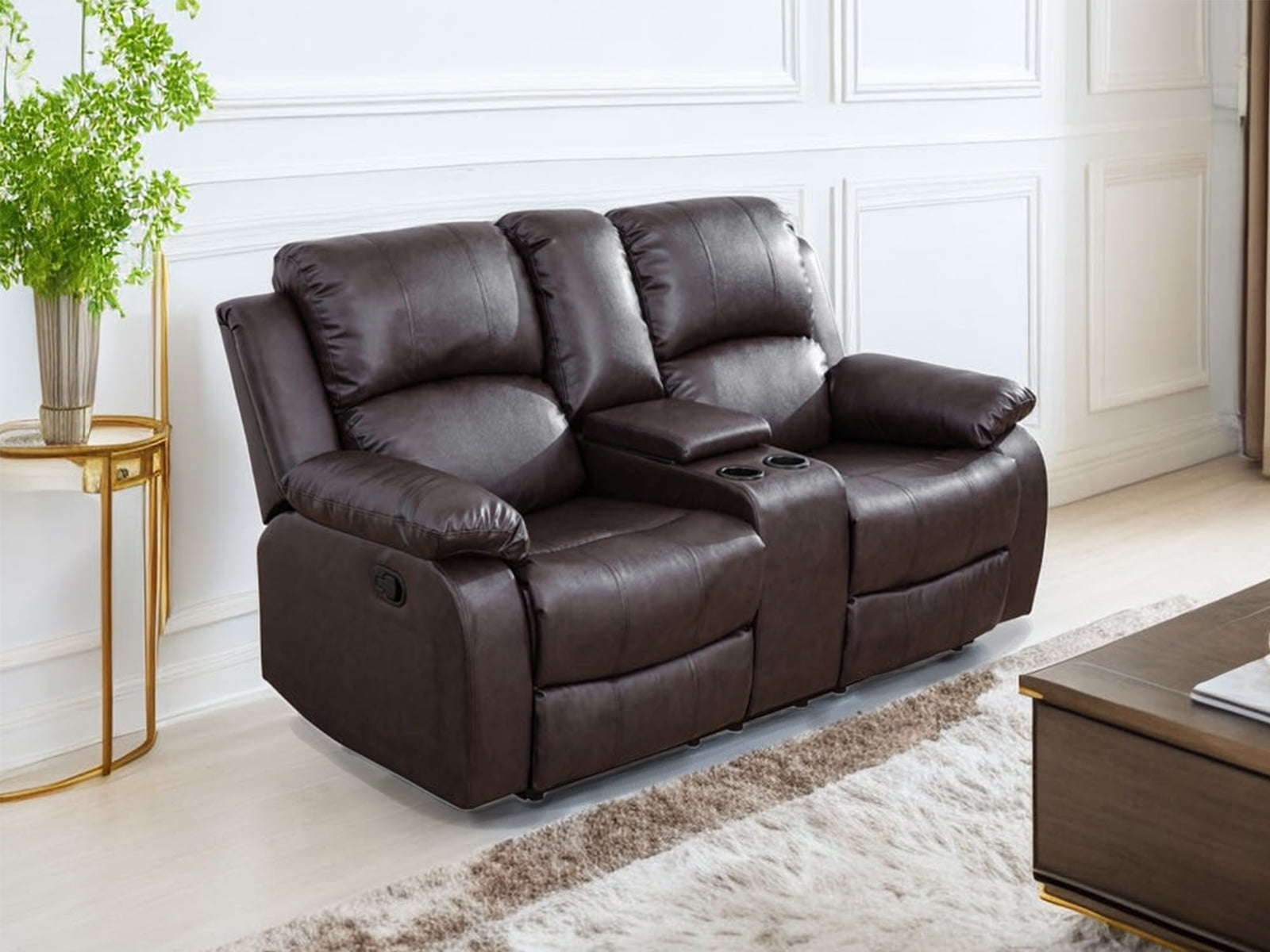 Caberryne Leather Recliner Loveseat for Living Room Furniture Set,Wall