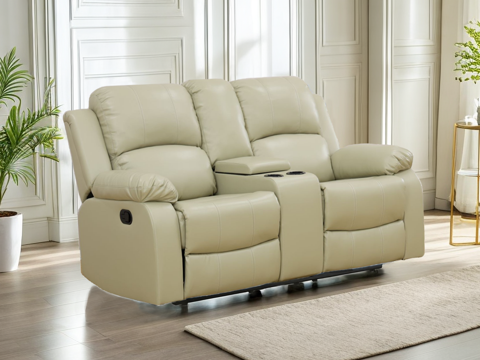 Caberryne Leather Recliner Loveseat for Living Room Furniture Set,Wall