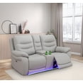 thumbnail image 1 of Caberryne Leather Recliner Sofa Set for Living Room Furniture Set, Power Reclining Loveseat with LED Lights/Charging Ports/Deep Seats for House/Home Theater(3 Seater), 1 of 6