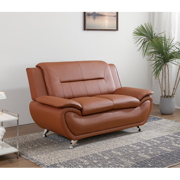 Caberryne Leather Sectional Couch for Living Room Furniture Sets, 2 Seater Loveseat with Pillow Armrest for Living Room/Office/Bedroom/Apartment(Khaki)