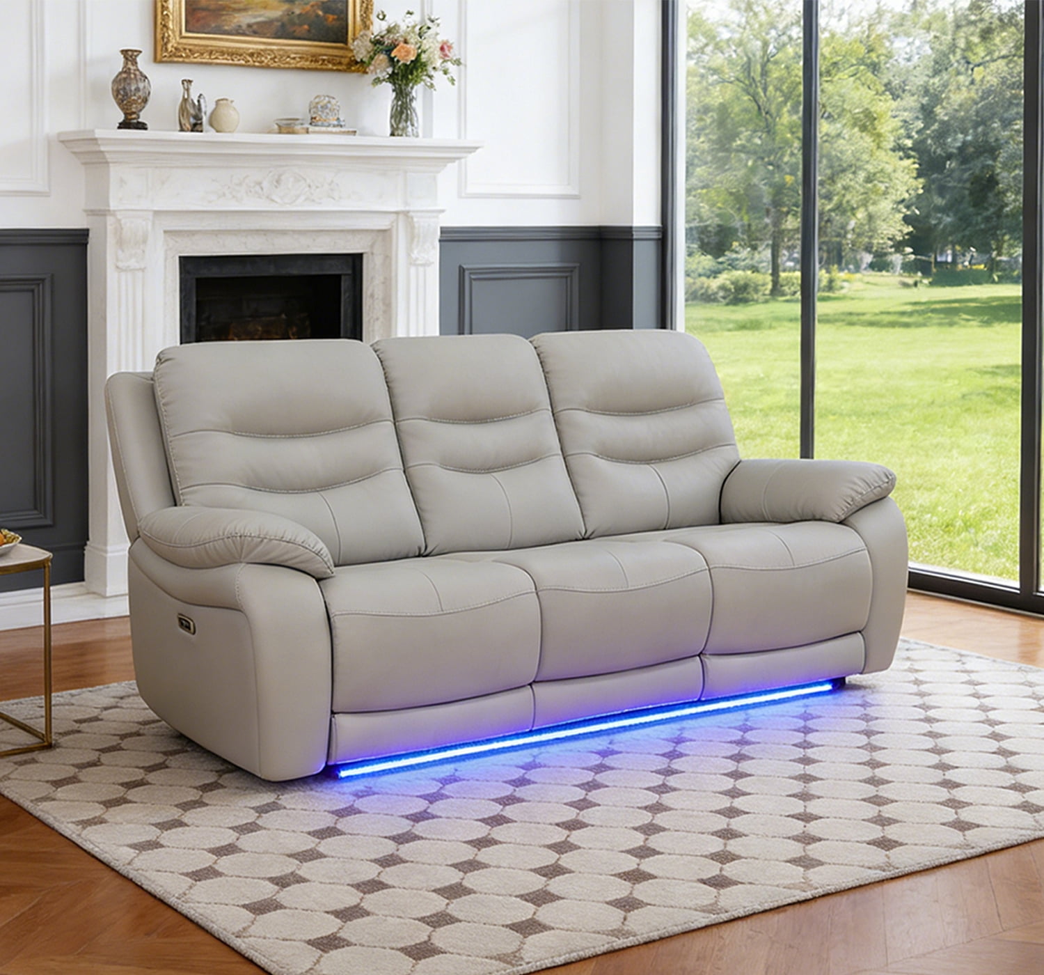 Caberryne Power Recliner Sofa Set with LED Lights,Gray Living Room ...