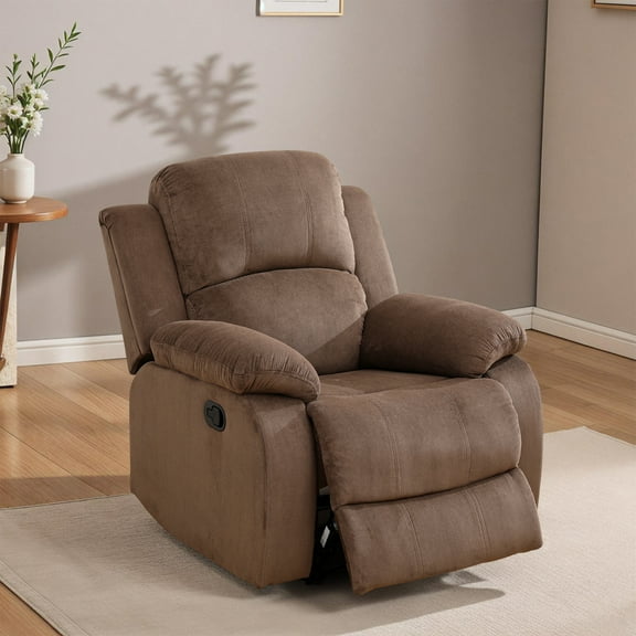Caberryne Recliner Chair for Living Room Furniture Set,Velvet Reclining Chair for Small Space/Rv, Wall Hugger Recliner/Home Theater Chairs for House/Office(Single Recliner,Brown)