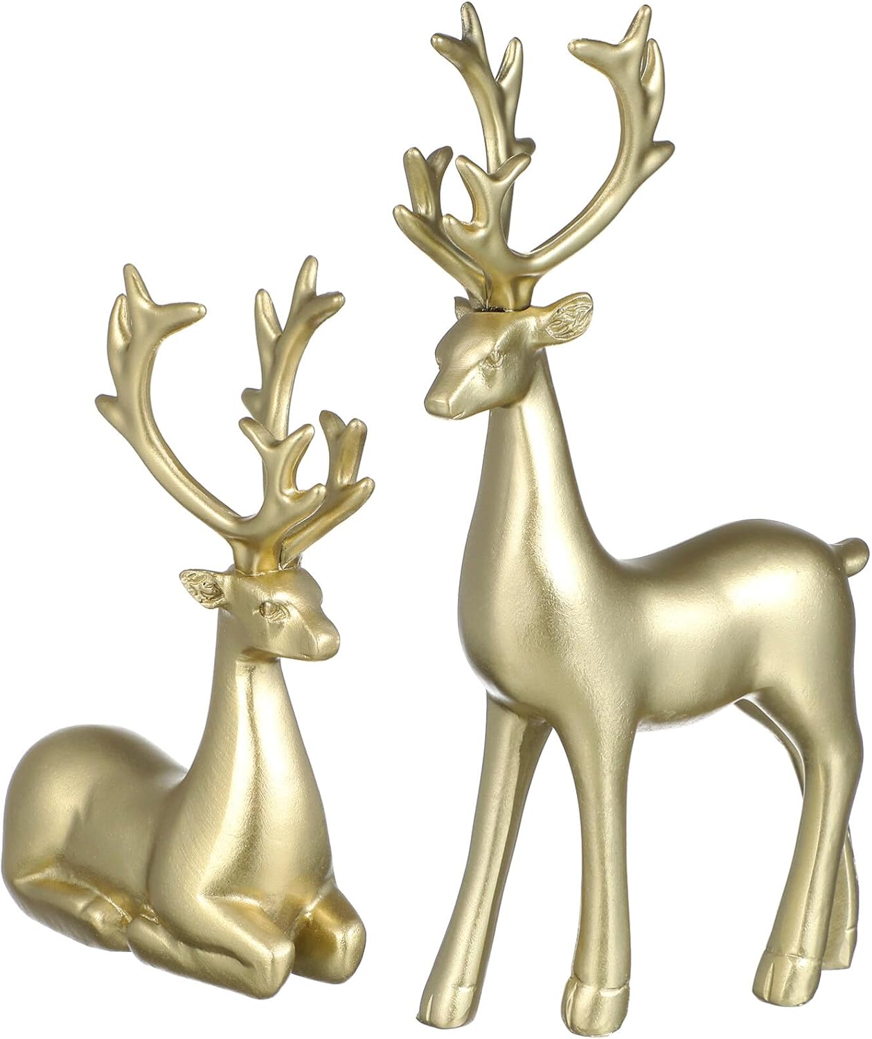 Cabilock Christmas Reindeer Statues Golden Gold Resin Deer Miniature