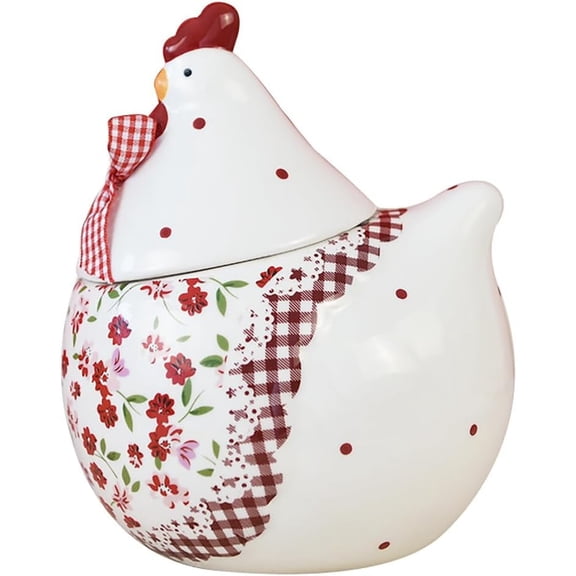 Cabilock Decorative Chicken Cookie Jar Hen Storage Tank, Ceramic Rooster Hen Candy Jar for Home Counter Easter Candy Holder Cute Farmhouse Container(Q)