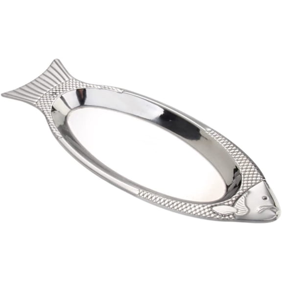 Cabilock Stainless Steel Fish Serving Plate with Magnetic Fish Design 13.4 Inch Steamed Tray for Kitchen Dining and Entertaining