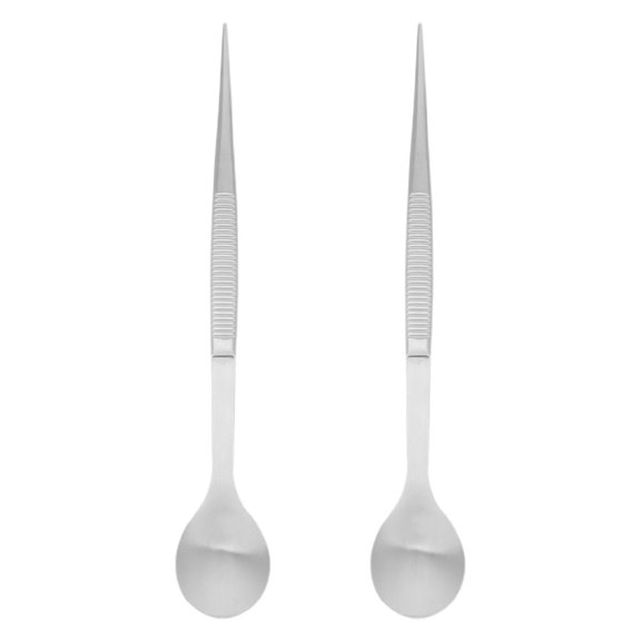 Cabilock Stainless Steel Tasting Spoon and Chef Tweezers 2-in-1 Culinary Serving Spoon Cooking Utensils for Grilling Sauce Serving and Food Preparation 6.81 Inch A101