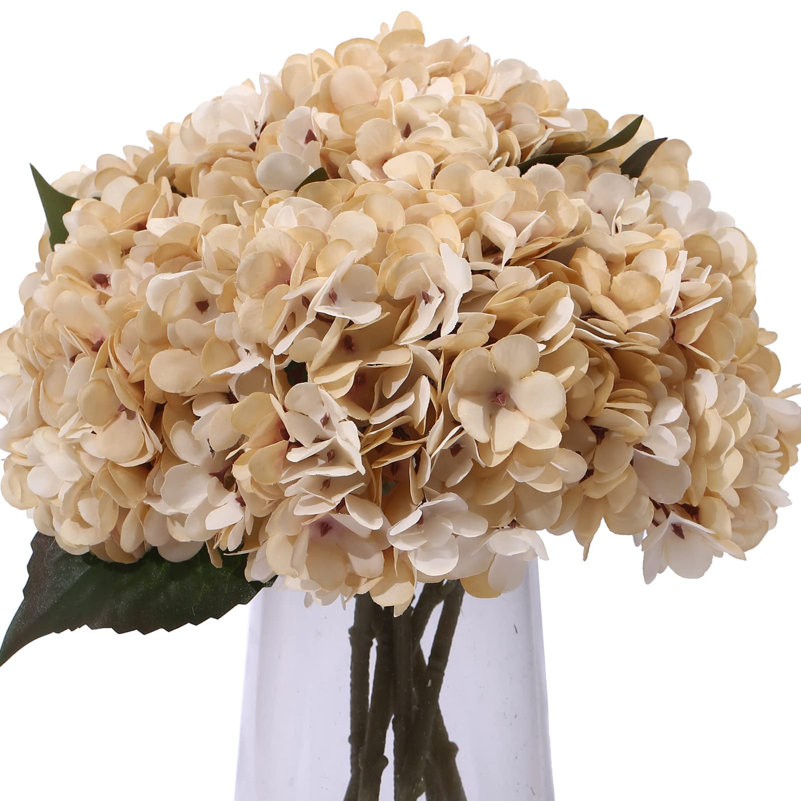 Cabin 6pcs Fake White Flowers Artificial Silk Hydrangea Flowers Bouquets Faux Hydrangea Stems(White)