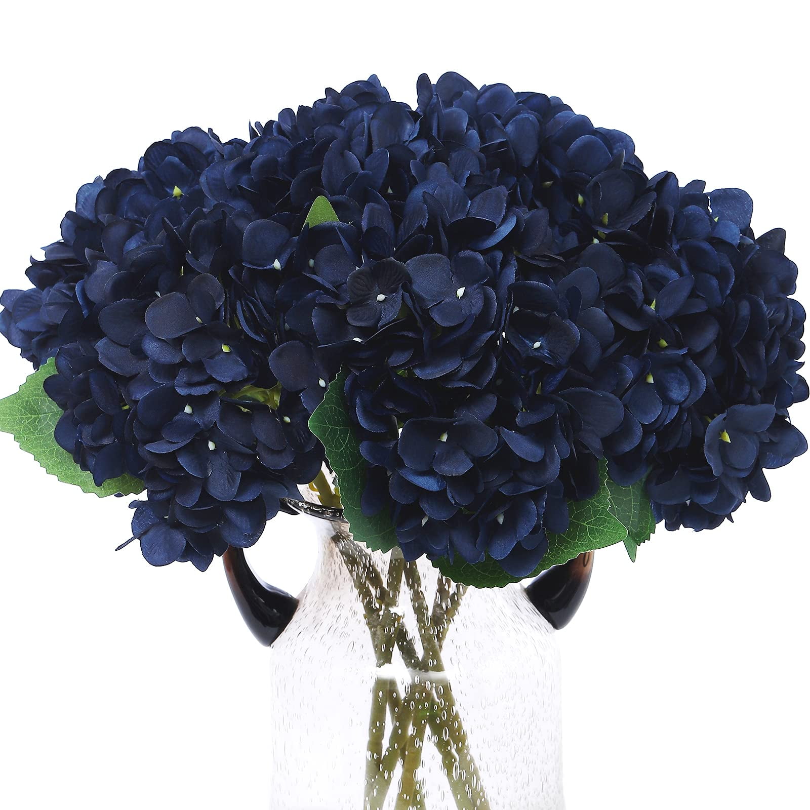 Cabin 6pcs Fake White Flowers Artificial Silk Hydrangea Flowers Bouquets Faux Hydrangea Stems(White)