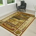 thumbnail image 1 of Cabin Area Rug - Modern Geometric Design Cabin Area Rug - Abstract, Beige/Multicolor Design- Fishing Equipment/Hook/Kayak/A Lodge by the Lake, 1 of 8