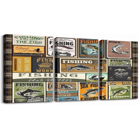 Cabin Bear Canvas Wall Art for Living Room Bedroom 12" x 16" 3 Piece Rustic Deer Picture Wall Decor Farmhouse Wolf Bathroom Wall Rust Art Wild Animal Brown Wall Painting