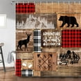 thumbnail image 1 of Cabin Bear Shower Curtain, Country Wildlife Deer Forest Decor Bathroom Curtains, Hunting Woodland Farmhouse Fabric Accessories Set Curtains with Hooks, 72X84in, 1 of 5