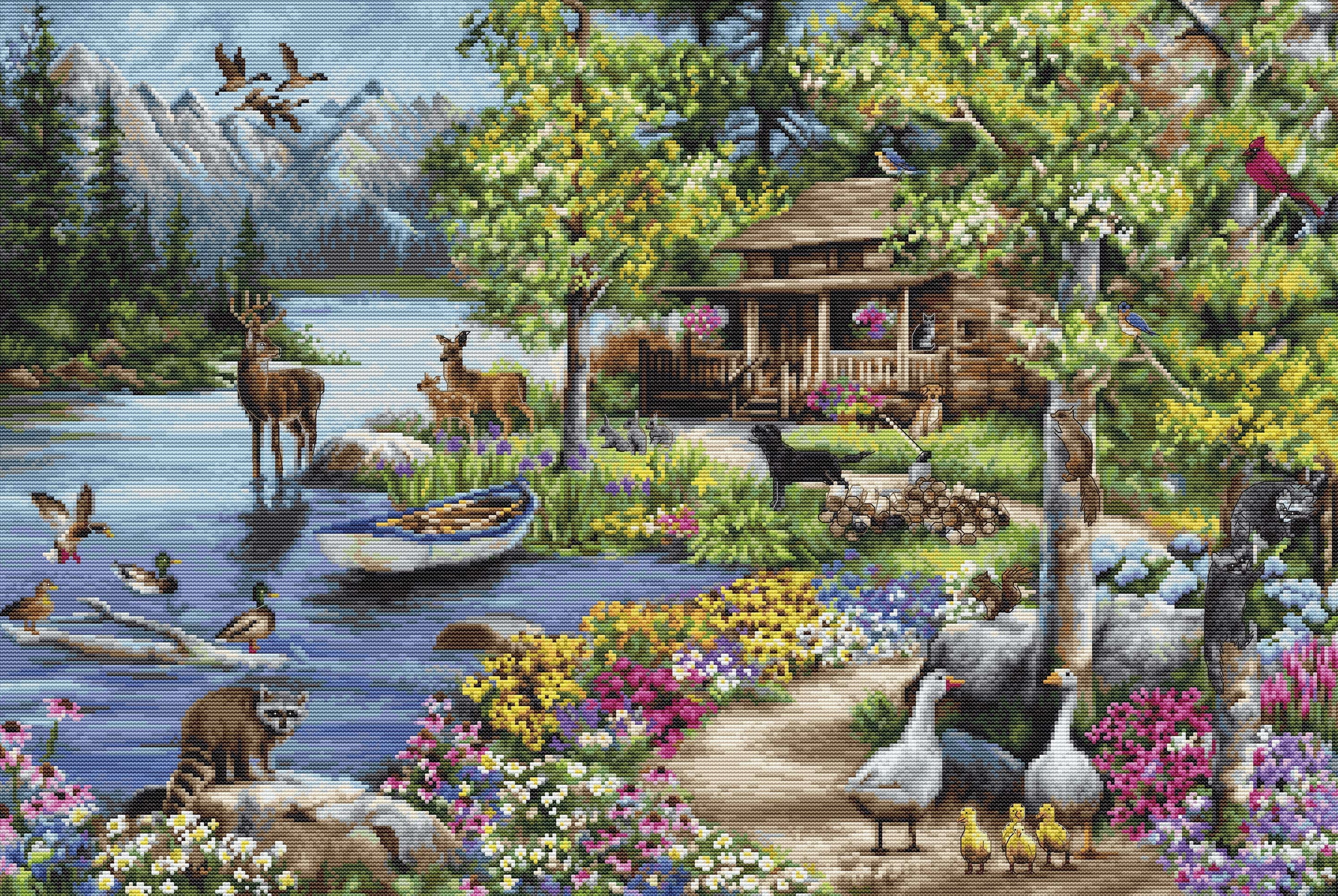 Cabin By The Lake B2410L Counted Cross-Stitch Kit