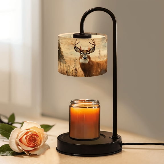 Cabin Candle Warmer Lamp with Timer Dimmer Majestic Deer Large Antlers Rustic Forest Landscape Cabin Candle Lamp Warmer for Jar Candle with 4 Bulbs Birthday Gifts for Women House Warming Gifts