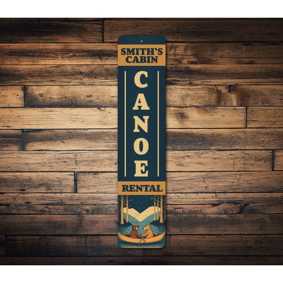 Cabin Canoe Rental Sign Canoe Rentals Custom Canoe Sign Decor For Canoes Cute Bear Canoe Gift Canoeing Gift Canoer Decor Canoe Signs - Size: 16 x 4 Inches