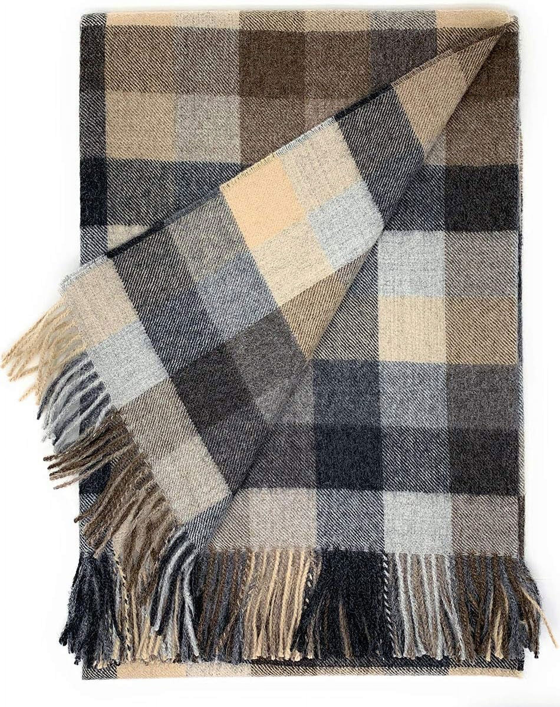 Cabin Checked Alpaca Throw Blanket 100 Baby Alpaca Wool 6.6 Feet