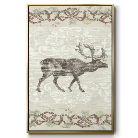 Cabin Christmas Collection B - Framed Gallery Wrapped Holiday Canvas - 17 x 25 - Gold Frame