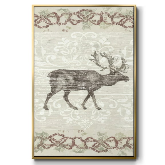 Cabin Christmas Collection B - Framed Gallery Wrapped Holiday Canvas - 17 x 25 - Gold Frame