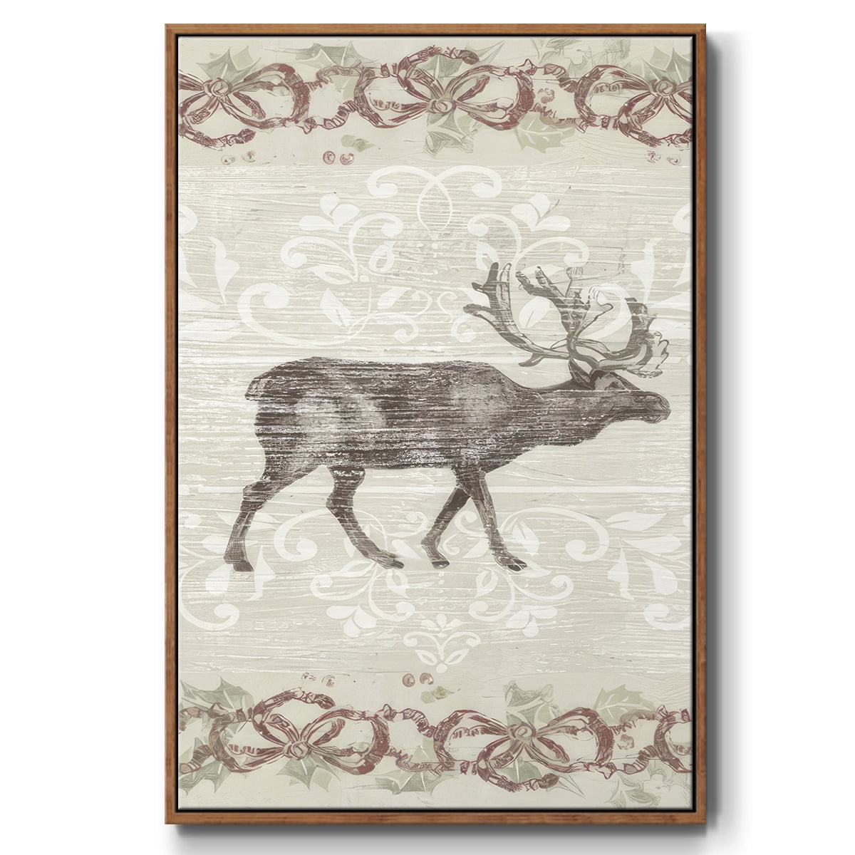 Cabin Christmas Collection B - Framed Gallery Wrapped Holiday Canvas - 25 x 37 - Rosewood Frame