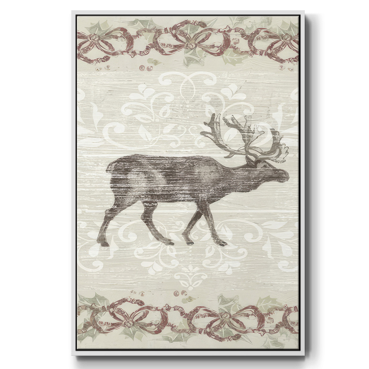 Cabin Christmas Collection B - Framed Gallery Wrapped Holiday Canvas - 25 x 37 - White Frame