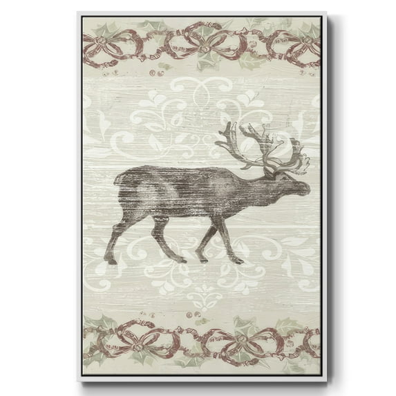 Cabin Christmas Collection B - Framed Gallery Wrapped Holiday Canvas - 25 x 37 - White Frame