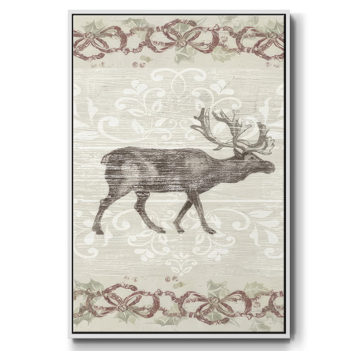 Cabin Christmas Collection B - Framed Gallery Wrapped Holiday Canvas - 27 x 41 - White Frame