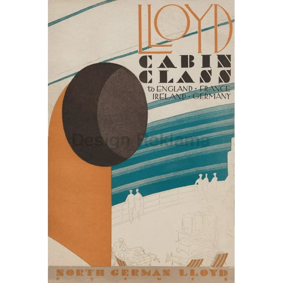 Cabin Class North German Lloyd, 1931. Framed Vintage Travel Poster