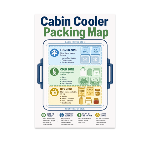 Cabin Cooler Packing Map - Outdoor Enthusiast - 13x19 Poster Print