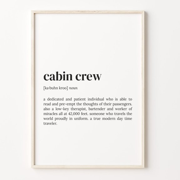 Cabin Crew Definition Quote Graphic Poster Unframed Paper Print