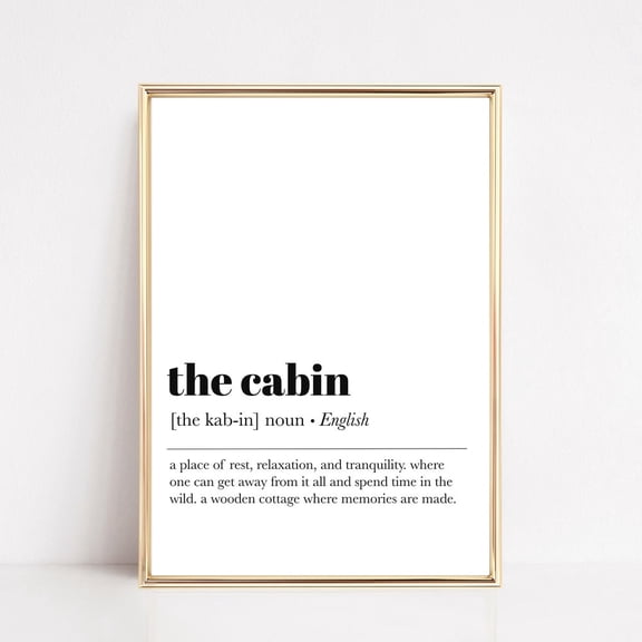 Cabin Definition Print, Cabin Decor, Print Wall Art For Cabin, Minimalist Poster, Home Wall Art, Dictionary Art, UNFRAMED PAPER POSTER, Home Decor, Vintage Gift, Living Room Dercor