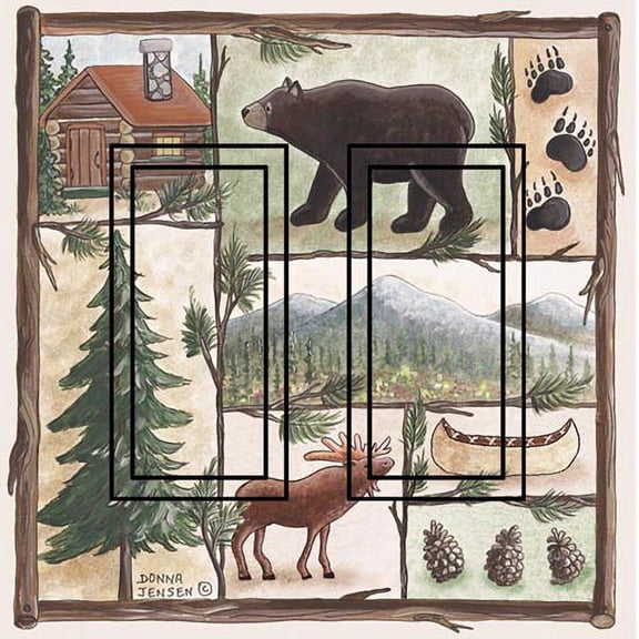 Cabin Fever DJ Double Rocker SwitchStix Peel and Stick Art Deco Switch Plate Cover Applique Washable Heat/Steam/Water-Resistant - 1 unit